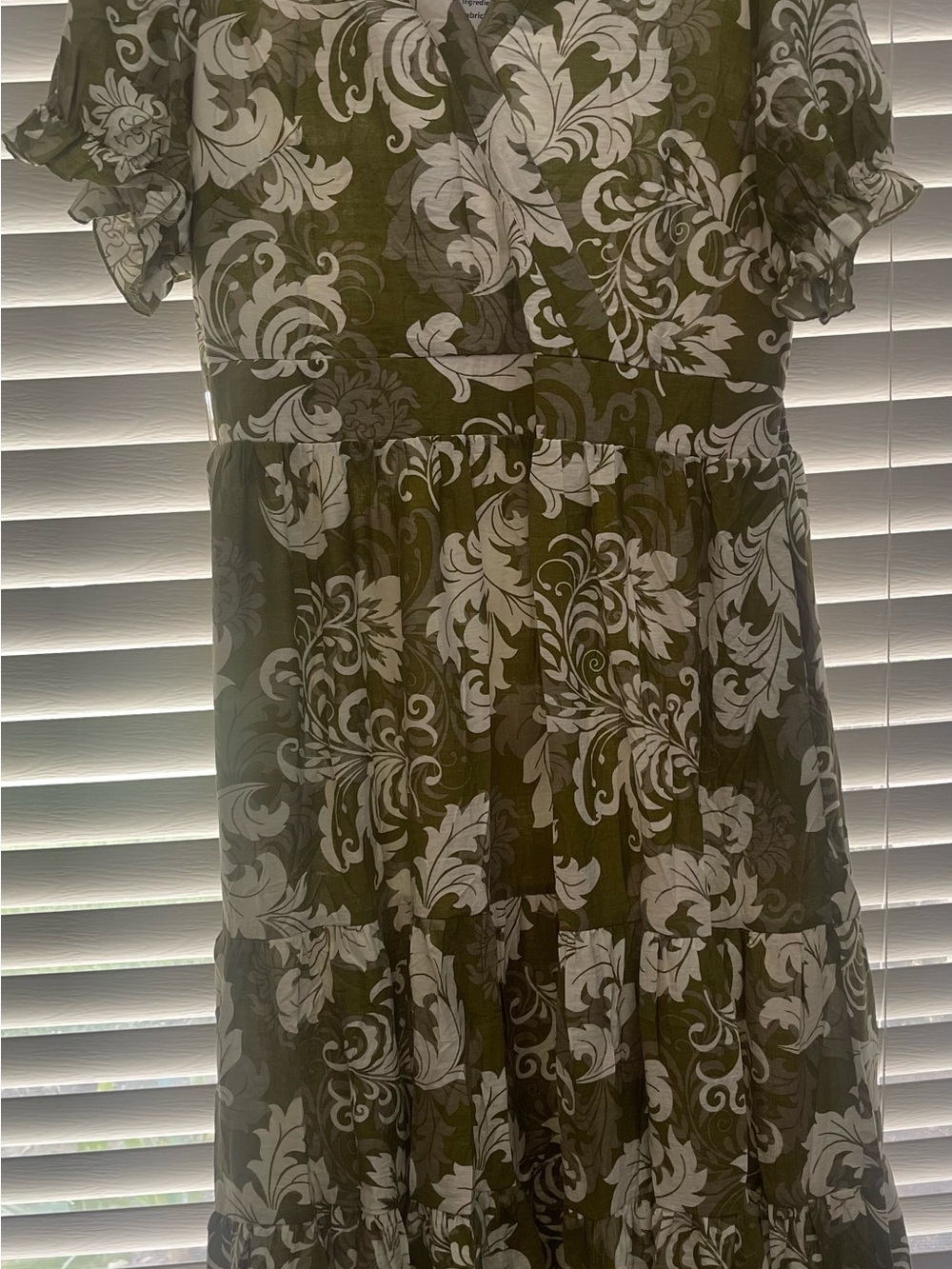 & Other Stories Olive and White Floral Tiered Maxi Dress